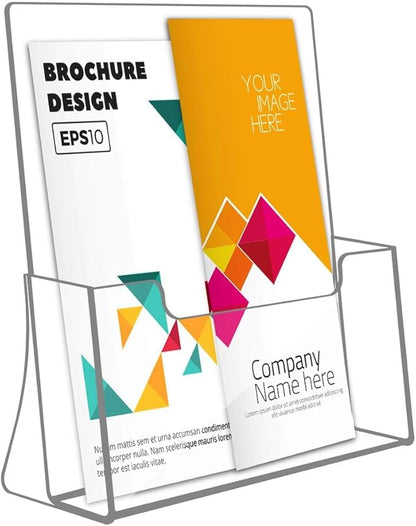 NIUBEE Acrylic Brochure Holder 8.5 x 11 inches 2 Pack, Clear Acrylic Literature Holder Plastic Flyer Display Stand, Acrylic Countertop Organizer for Magazine, Pamphlet, Booklets, Menu, Journals