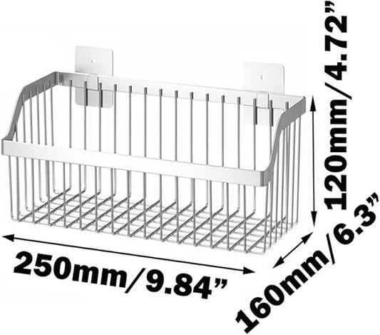 2PCS Hanging Storage Baskets Organizer Wall Mount, SUS304 Stainless Steel Wire Storage Bin Rack for Kitchen Bathroom Shower Spice Shelf,L 9.84 Inch