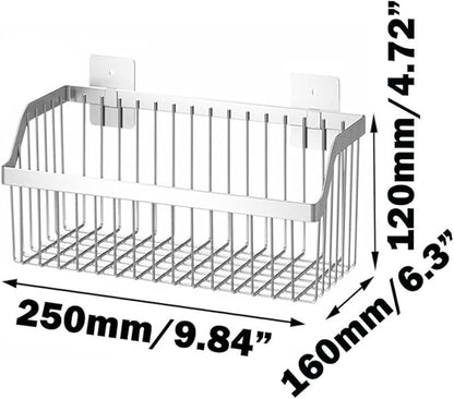 SUS304 Stainless Steel Hanging Storage Baskets Organizer Wall Mount, Metal Wire Storage Bin Rack for Kitchen Bathroom Shower Spice Shelf,L 9.84 Inch