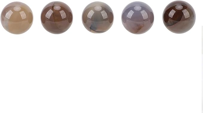 Gray Agate Balls, Polished Mineral Stone Spheres for Home Decor, 5PCS Natural Agate Stone Balls for Aquarium Vase Filler Unique Gift