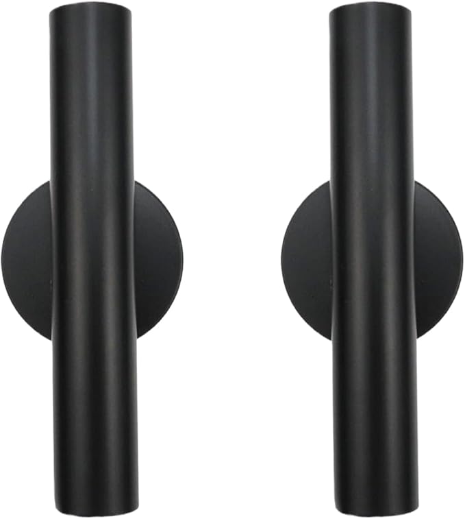2 Pack Wall Mounted Flower Tube Metal Flower Vase with Sticker for Flower Display Decoration(Black)