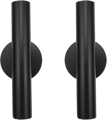 2 Pack Wall Mounted Flower Tube Metal Flower Vase with Sticker for Flower Display Decoration(Black)