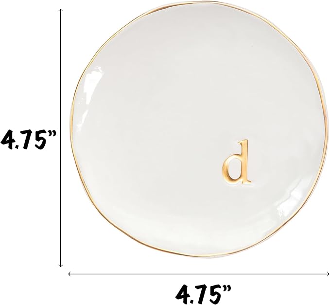 COLLECTIVE HOME - Ceramic Jewelry Tray, Decorative Trinket Dish for Rings Earrings Necklaces Bracelet Watch Keys, Birthday Mother's Day Christmas Gift for Women, 4.75", Glossy (d)