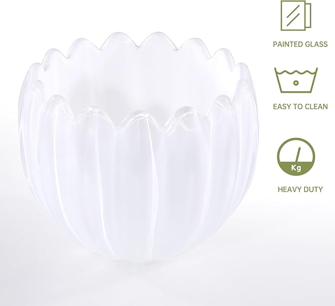 Tulip Lamp Shades Replacement, 5" Dia. * 4.25" H，0.394” Top Hole White Glass Sconce Shade Heavy and Thick for Table Lamp, 2 Pack