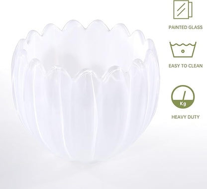 Tulip Lamp Shades Replacement, 5" Dia. * 4.25" H，0.394” Top Hole White Glass Sconce Shade Heavy and Thick for Table Lamp, 2 Pack
