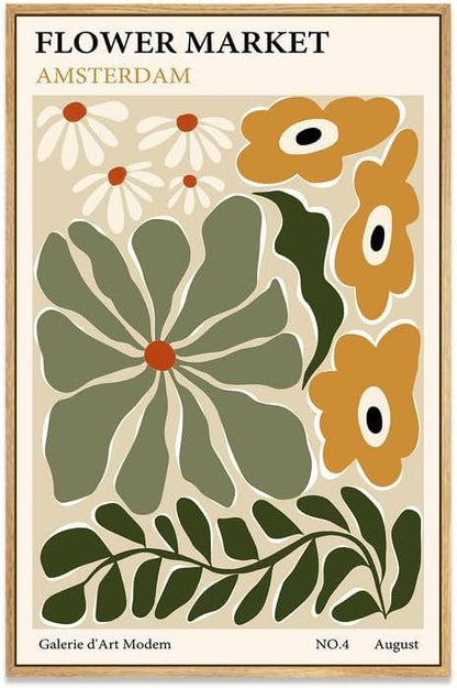 Zzuyi Framed Flower Market Wall Art,Vintage Flower Pictures,Abstract Colorful Flower Painting for Bedroom Living Room Dorm Gallery 12x16 Inch