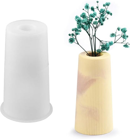 Striped Vase Clay Silicone Mold Succulent Planter Concrete Flower Pot Plaster Cement Mold Epoxy Resin Pen Holder Mould
