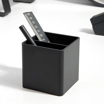Square High-end Simple Deskto Holder Makeup Brush Holder Cup Storage Office Desktop Table Stationery Organizer Multi-Function Resin Pen Holder