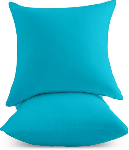 Upgrade Your Bedding Experience with The Made of 100% Cotton Euro Shams 2 Pack Cushion Cover 32"x 32" Size fits Decorative Cover. Envelope Closure Turquoise