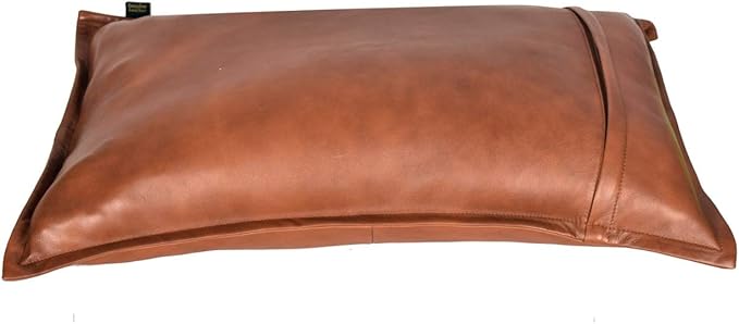 100% Lambskin Leather Pillow Cover - Sofa Cushion Case - Decorative Throw Covers for Living Room & Bedroom - 14x22 Inch - Light Tan Pack of 1