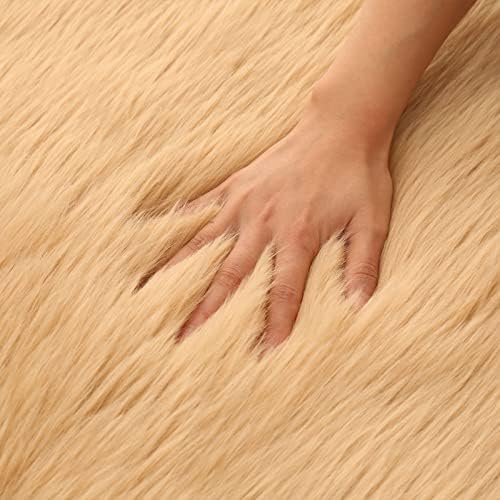 Faux Fur Rug Runner 2x6 ft Brown - Machine Washable Super Soft Plush Shaggy Fluffy Area Carpet,Sheepskin Rug Fuzzy Floor Mat for Bedroom, Sofa,Living Room, Bedside, Nursery & Kids Room
