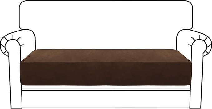 MAXIJIN Velvet Stretch Couch Cushion Covers Soft Loveseat Cushion Cover Replacement Sofa Seat Cushion Slipcovers RV Protector with Elastic Bottom (1 Piece Loveseat Cushion Cover, Dark Coffee)