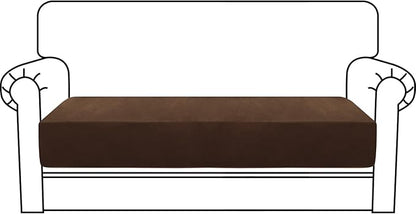 MAXIJIN Velvet Stretch Couch Cushion Covers Soft Loveseat Cushion Cover Replacement Sofa Seat Cushion Slipcovers RV Protector with Elastic Bottom (1 Piece Loveseat Cushion Cover, Dark Coffee)