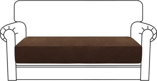 MAXIJIN Velvet Stretch Couch Cushion Covers Soft Loveseat Cushion Cover Replacement Sofa Seat Cushion Slipcovers RV Protector with Elastic Bottom (1 Piece Loveseat Cushion Cover, Dark Coffee)