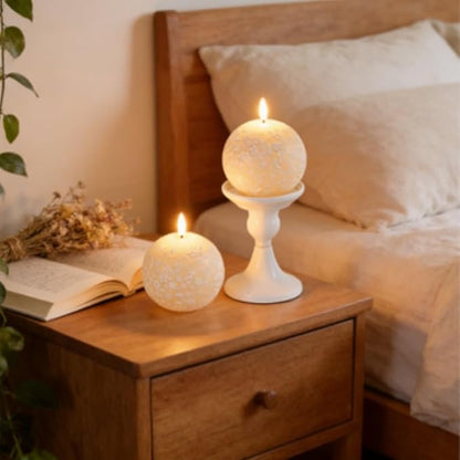 Flameless Spring Carved Spheres, Flameless LED Candles with Remote Control & 6-Hour Timer, Carved Sphere Design for Romantic Ambiance, Cozier Glow Candles for Valentine's Day, Wedding