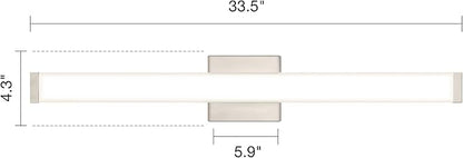 Bathroom Vanity Light Brushed Nickel Square LED 24 inch 14W 4000K Natural White Light Wall Bar Lighting Fixtures Over Mirror (Brushed Nickel, 33.5 inch 5CCTDimmable)
