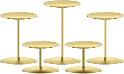 smtyle Christmas Gold Candle Holders for Pillar Candles Table Centerpieces Indoor Decoration Set of 5 Mantel Setting Dinner Party Wedding Event Elegant Gift
