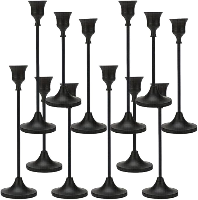4 Sets(12 Pcs) Candle Stick Holders，Black Metal Taper Candle Holders, Vintage Modern Decorative Centerpiece Candlestick Holders for Table Mantel Wedding Housewarming Gift