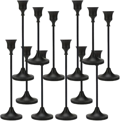 4 Sets(12 Pcs) Candle Stick Holders，Black Metal Taper Candle Holders, Vintage Modern Decorative Centerpiece Candlestick Holders for Table Mantel Wedding Housewarming Gift
