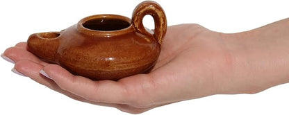 Biblical Herodian Clay Oil Lamp – Authentic Glazed Replica from The Time of Jesus in Jerusalem - Handmade Holy Land Christian Faith Gift