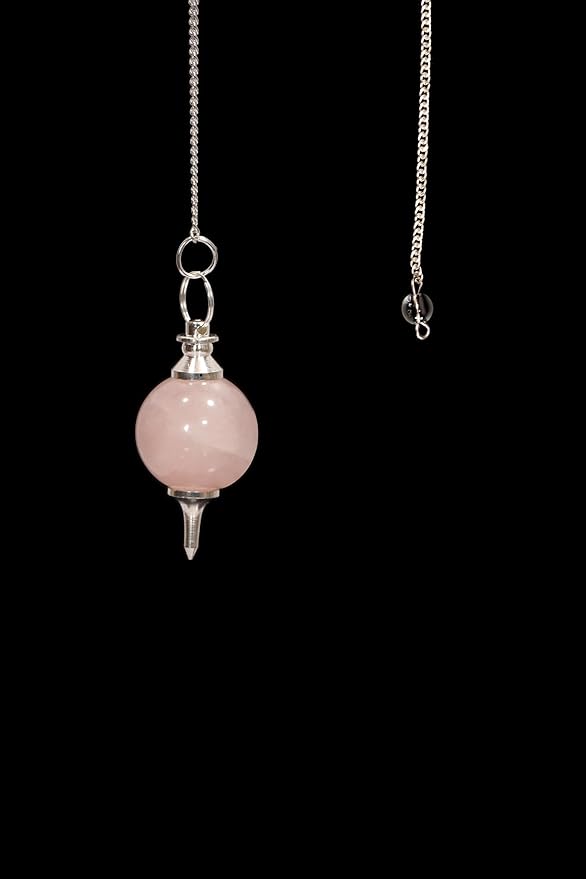 L PEDRA & CRYSTAL Crystal Ball Pendulum – Polished Gemstone Sphere with Chain for Dowsing, Divination, or Decor | Ball-Shaped Crystal Pendant for Energy Work & Display (Rose Quartz Ball Pendulums)