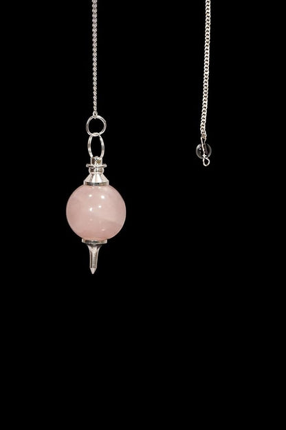 L PEDRA & CRYSTAL Crystal Ball Pendulum – Polished Gemstone Sphere with Chain for Dowsing, Divination, or Decor | Ball-Shaped Crystal Pendant for Energy Work & Display (Rose Quartz Ball Pendulums)