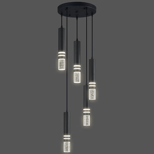 Pendant Lights Kitchen Island, Crystal Pendant Light Fixtures Mini 30W LED Modern Kitchen Pendant Lighting Over Sink and Living Room and Bedroom (Black 5 Light)