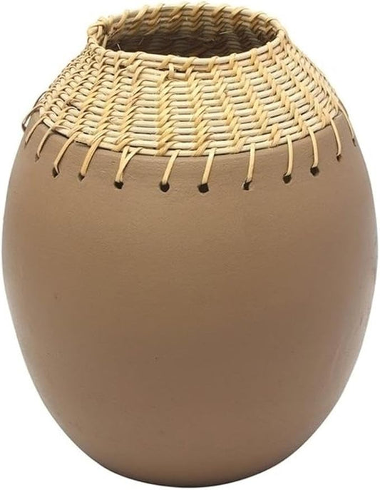 Pemberly Row Handmade Modern Transitional Natural Terracotta Vase