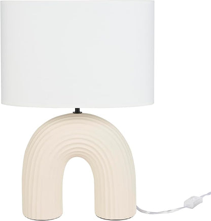 Nourison Home 21" Off White Textured Arch Table Lamp for Bedroom, Living Room, Console, Entryway