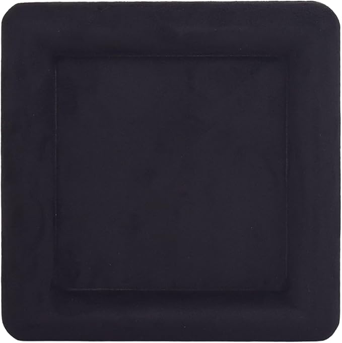 Black Velvet Jewelry Display Tray, Luxury Velvet Ring Holder Showcase for Necklaces Earrings, Jewelry Store Display and Ecommerce Photography Prop, 4.72x4.72 Inches (Black)