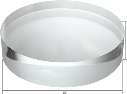 CiaoHER 2in Thickness 10in Diameter Acrylic Disc Display Block Clear Polished Round Pedestal Stand Riser 10" x 2", 1 Pack