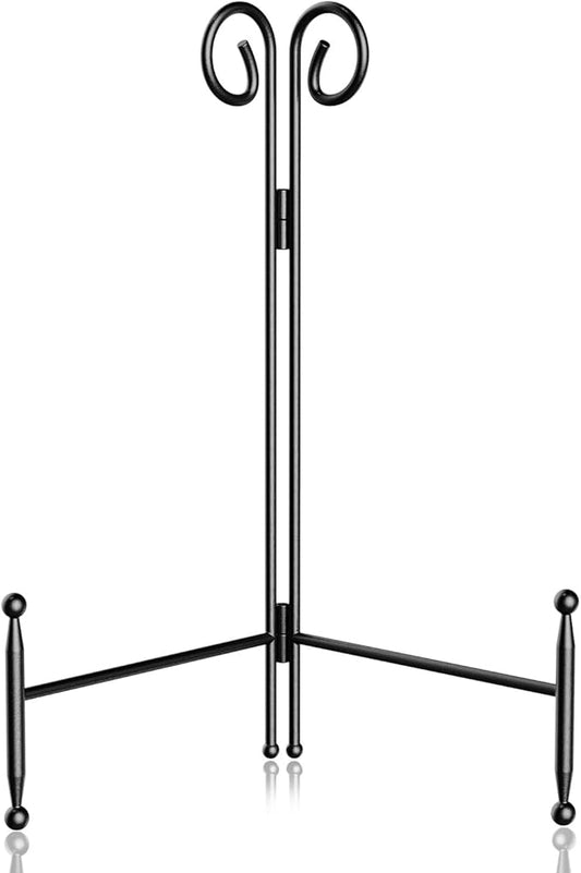 SVENJBB Plate Stand and Holder Display Stand 12 Inch, Black Iron Picture Frame Stand for Display, Collapsible and Portable Easel Stand for Table (1 Pack)