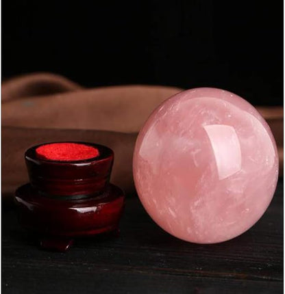 Natural Rose Quartz Healing Crystal Gemstone Sphere Ball for Reiki Balancing Meditation Energy Home and Office Decoration (5-5.5cm, Rose Quartz)