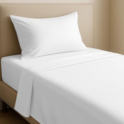 California Design Den Twin Sheets Set - Natural 100% Cotton Sheets with Deep Pockets, Soft Sateen Weave, Breathable and Durable Bedding Set for Dorm Rooms, College (White)