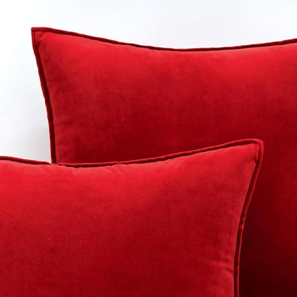 MIULEE Pack of 2 Christmas Bright Red Decorative Velvet Throw Pillow Covers Soft Pillowcases Solid Square Cushion Case for Winter Sofa Bedroom Car 18x18 Inch