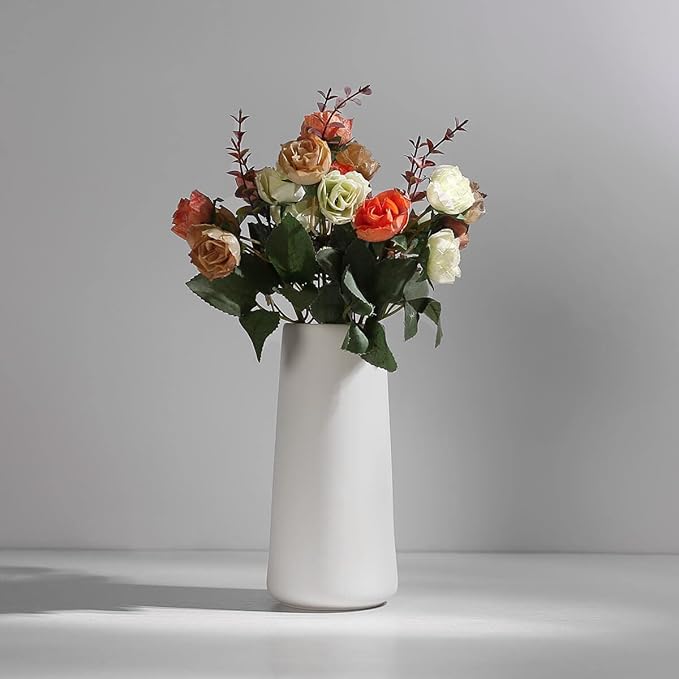 Ceramic Vases - Nordic Minimalism Style Decoration, Elegant Vase for Mantel, Table, Living Room Decoration, White Modern Geometric Decorative Flowers Vases for Home Decor