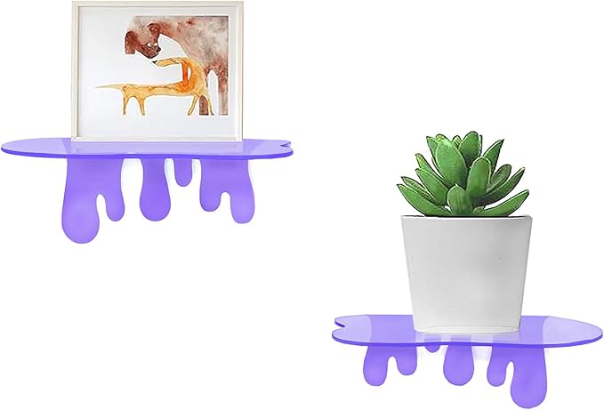 SetGame 2-Pack Acrylic Small Wall Shelves - 7 Inch Floating Shelf for Walls, Home Wall Display Ledges for Storage, Room Décor, Small Album & Items Organizer Display