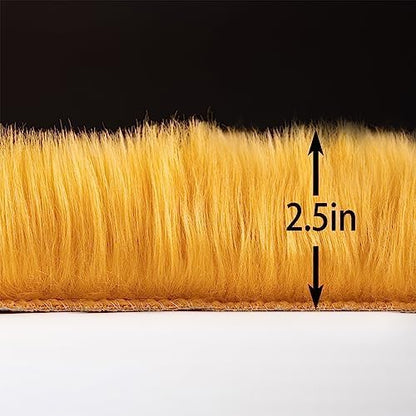 Faux Fur Rug Runner 2x6 ft Yellow - Machine Washable Super Soft Plush Shaggy Fluffy Area Carpet,Sheepskin Rug Fuzzy Floor Mat for Bedroom, Sofa,Living Room, Bedside, Nursery & Kids Room