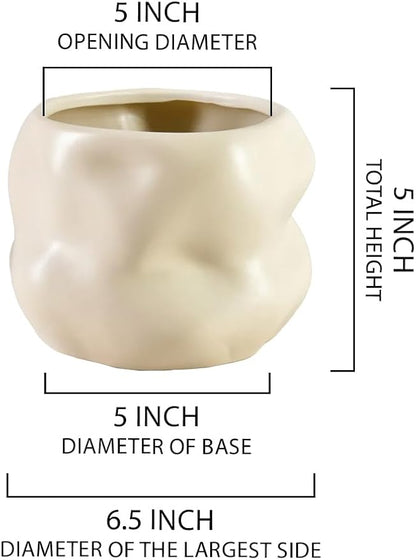 Serene Spaces Living Ceramic Sculptural Vase, Modern Organic Vase for Home, Event Decor, Table Centerpiece, or Gifting - Perfect for Fresh or Dried Flowers, 6.5" Diameter & 5" Tall, Pack of 12