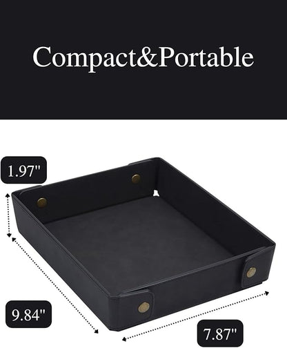 CASIRENA Father's Day Gifts Faux Leather Valet Tray Organizer for Men - Catch-All Tray for Entryway Table Key, Wallet, Watch, Coin Change, Phone, Dresser EDC Dump Jewelry, Bedside Nightstand Desk-top