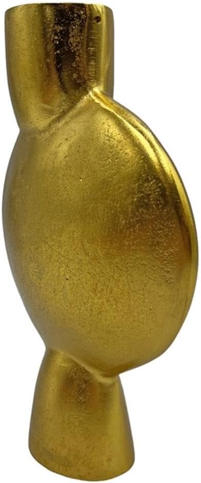 Pemberly Row 8.5" Decorative Handmade Aluminum Abstract Round Flower Vase - Gold