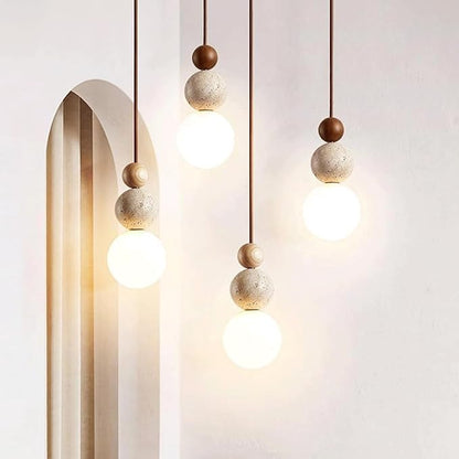 Modern Indoor Pendant Light Natural Stone Spherical Hanging Light Frosted White Glass Suspension Pendant Lamp for Bedside Restaurant Kitchen Island Aisle Bar Club Chandelier