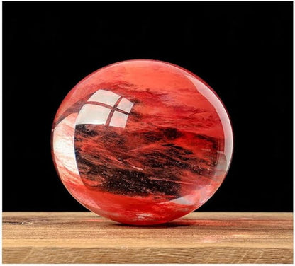Natural Red Melting Healing Crystal Gemstone Sphere Ball for Reiki Balancing Meditation Energy Home and Office Decoration (7cm, Artificial Crystal)