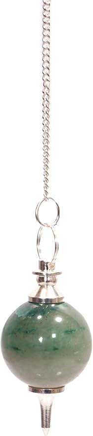 L PEDRA & CRYSTAL Green Aventurine Crystal Ball Pendulum | Polished Gemstone Sphere with Chain for Dowsing, Divination & Décor | Spiritual Energy Work Pendant