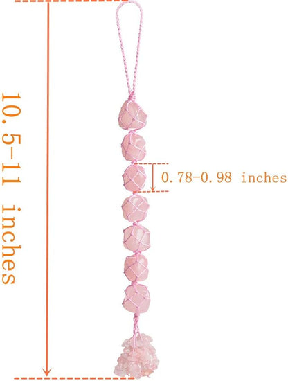 Healing Crystals Home Interior Decoration Car Hanging Ornaments Good Luck Home Decor for Reiki Healing Good Luck Feng Shui Decorations (Rose Quartz)