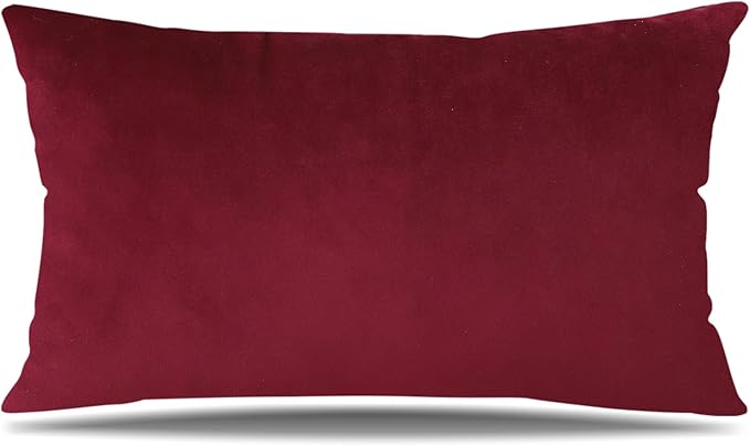 Artscope Luxury Velvet Pillow Covers Super Soft Decorative Rectangle Throw Pillow Covers Case Cushion Covers for Sofa Couch Bedroom Car Decor 16x24 Inch Wine Red