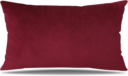 Artscope Luxury Velvet Pillow Covers Super Soft Decorative Square Throw Pillow Covers Case Cushion Covers for Sofa Couch Bedroom Car Decor 12x20 Inch Wine Red