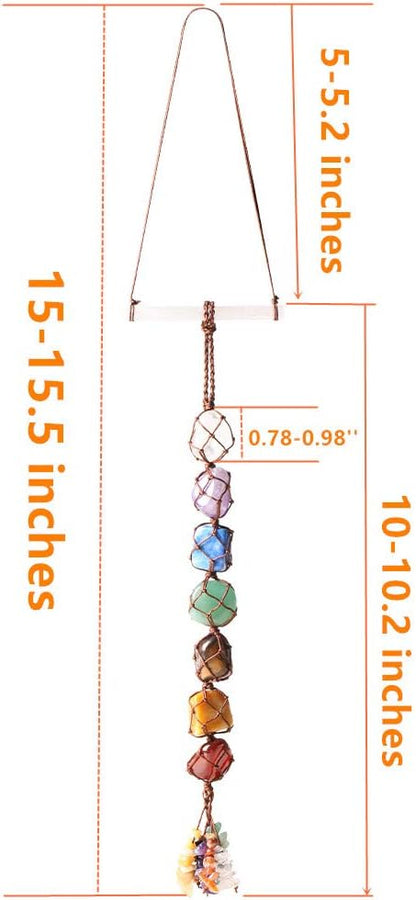 Handmade Crystal Window Car Hanging Ornaments 7 Chakra Home Decoration Feng Shui Ornament Car Decoration Christmas Decorations Ornaments (Chakra-Gypsum)
