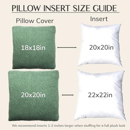 SAMIAH LUXE Green Teddy Boucle Pillow Covers 20x20 2pcs for Home Living Room Decor, Sherpa Textured Decorative Throw Pillow Covers for Boho Decor, Square Throw Cushion Euro Shams for Modern Farmhouse