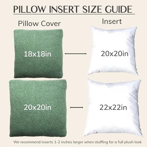 SAMIAH LUXE Green Teddy Boucle Pillow Covers 18x18 2pcs for Home Living Room Decor, Sherpa Textured Decorative Throw Pillow Covers for Boho Decor, Square Throw Cushion Euro Shams for Modern Farmhouse